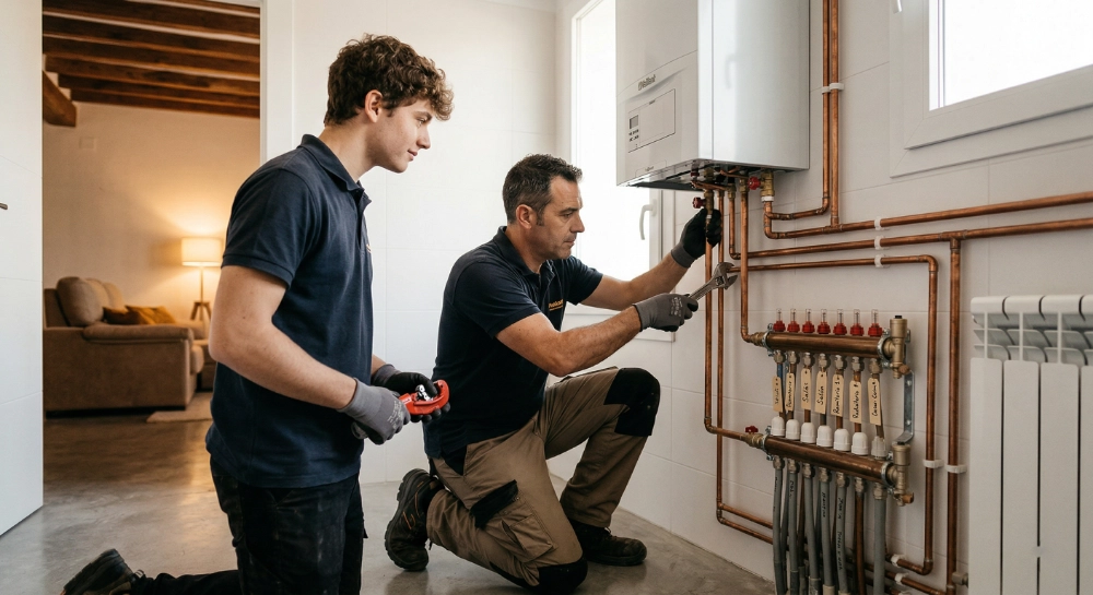 Instalación de sistemas de agua caliente y calefacción